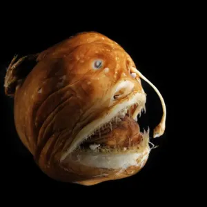Deepsea Blackdevil Fish Print - Female Anglerfish Specimen