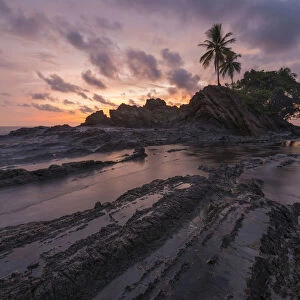 Dominicalito beach at sunset, Pacific coast of Costa Rica, April 2015