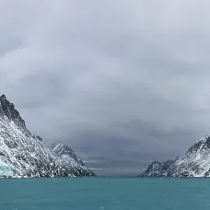Drygalski Fjord, South Georgia. November. Digitally stitched panoramic image