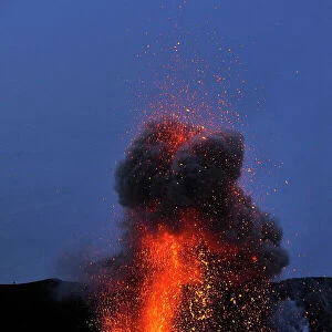 Eruption on Stromboli Volcano, Aeolian Island. Italy, May 2009