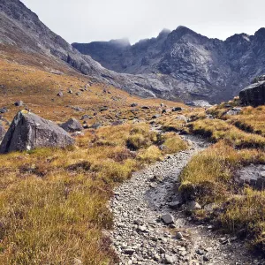 Footpath leading up to Ciore Lagan and Sgurr Sgumain, above Glenbrittle. Cuillin Hills / Mts