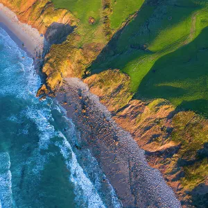 Gerra beach and sea, Oyambre Natural Park, San Vicente de la Barquera, Cantabrian Sea, Cantabria, Spain. February