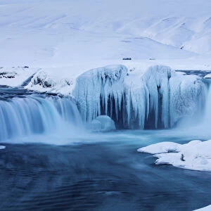 Godafoss waterfalls in winter, Bardardalur district of North-Central Iceland, March 2016