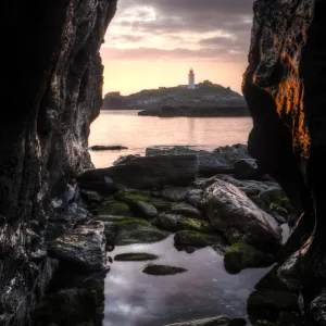 Godrevy Lighthouse Print at Sunset Godrevy Lighthouse Print at Sunset