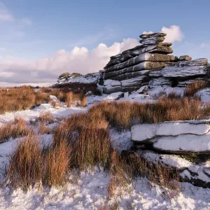 Snow-covered Great Mis Tor Print