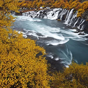 Hraunfossar waterfall in autumn, Iceland, September 2013