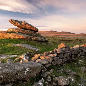 Irishman's Wall on Belstone Ridge, Dartmoor National Park, Devon, UK. December Irishman's Wall on Belstone Ridge, Dartmoor National Park, Devon, UK. December