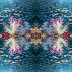 Soft Coral and Yellow Back Fusilliers Print Soft Coral and Yellow Back Fusilliers Print