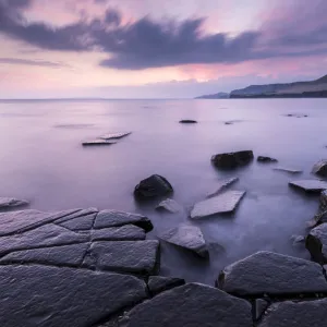 Kimmeridge Bay ledges at sunset, Dorset, UK. September 2014