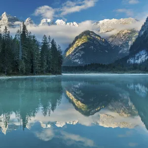 Lago di Landro at dawn, Dolomite Mountains, Sud Tirol / Alto Adige, Italy