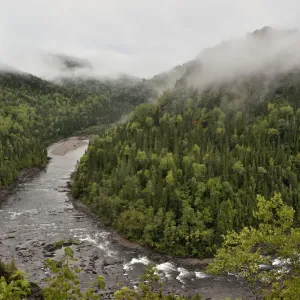 Landscape around the waterfalls of Grand Falls, Gulf of Saint Lawrence Canada Landscape around the waterfalls of Grand Falls, Gulf of Saint Lawrence Canada