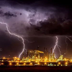 Lightning strike over South Africas largest coal processing plant Lightning strike over South Africas largest coal processing plant