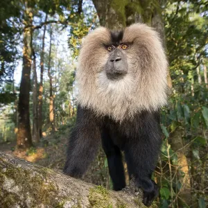 Lion-tailed macaque (Macaca silenus), dominant male, Anaimalai Mountain Range Lion-tailed macaque (Macaca silenus), dominant male, Anaimalai Mountain Range