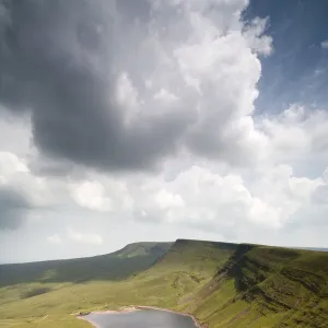 Llyn y Fan Fach, a glacial cirque, beneath Black Mountain in the Brecon Beacons National Park