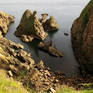 Looking down at eroded rocks off the coast of Buchan, Aberdeenshire, Scotland, August 2010 Looking down at eroded rocks off the coast of Buchan, Aberdeenshire, Scotland, August 2010