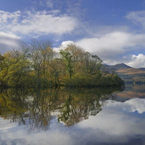 Lough Lean lower, with Innisfallen island and Macgillycuddys reeks, photographed