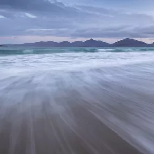 Luskentye beach, mountains and incoming tide, Isle of Lewis and Harris, Outer Hebrides