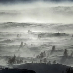 Misty landscape in Putoransky State Nature Reserve, Putorana Plateau, Siberia, Russia