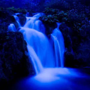 Moonlight on the Velike kaskade, Kaluderovac lake, Lower Lakes, Plitvice Lakes National Park