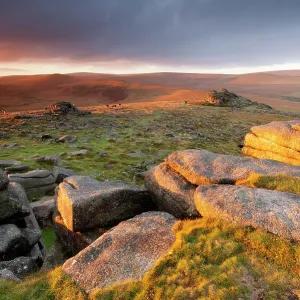 Moorland Print with Granite Outcrops Moorland Print with Granite Outcrops
