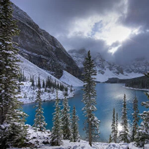 Morraine Lake, in the Valley of the Ten Peaks, after recent snowfall, Banff National Park