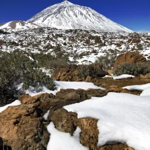 Mount Teide under snow, Teide National Park, World Heritage Site, Tenerife Mount Teide under snow, Teide National Park, World Heritage Site, Tenerife