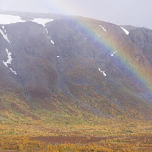 Mountain landscape and rainbow, Stora Sjoefallet National Park