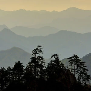 Mountain landscape at Tangjiahe National Nature Reserve, Sichuan Province, China April