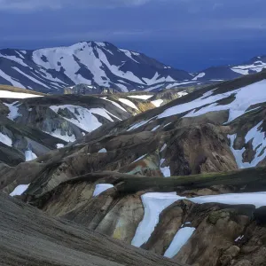 Multicoloured earth of the volcanic landscape of Landmannalaugar, volcanic massif Multicoloured earth of the volcanic landscape of Landmannalaugar, volcanic massif