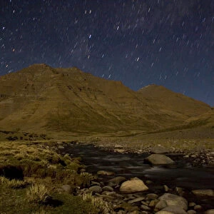 Nightime long exposure of the Zhong Chu river below Zutruphuk Monastery, Mount Kailash