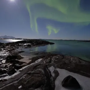 Northern lights (Aurora borealis) over Senja, Norway. February Northern lights (Aurora borealis) over Senja, Norway. February