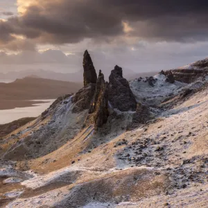 The Old Man of Storr, early morning light after a dusting of snow, Trotternish peninsula