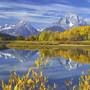 Oxbow Bend of the Snake River with the Grand Tetons on the horizon, Grand Teton National Park