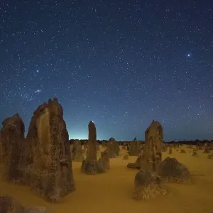 The Pinnacles at night, limestone formations. Nambung National Park, near Cervantes