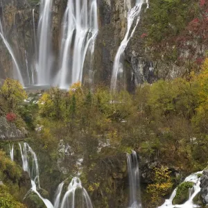 Plitvicka Slap and Sastavci waterfalls, Plitvice Lakes National Park, Croatia, October Plitvicka Slap and Sastavci waterfalls, Plitvice Lakes National Park, Croatia, October