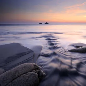 Porth Nanvan SSSI (Cot Valley) looking toward the Brisons, Cornwall, UK. Evening light