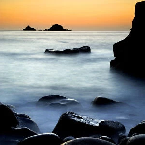 Porth Nanven, Cot Valley, Near St Just, Cornwall, UK, after sunset