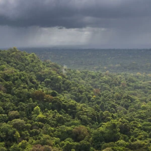 Rain storm over rainforest, Essequibo river region 9, Iwokrama, Rupununi, Guyana
