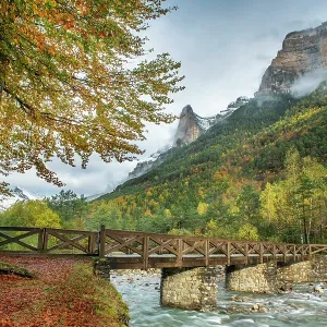 River Arazas from Hunter's Bridge, Valle De Ordesa, Ordesa National Park, Spain. October 2019 River Arazas from Hunter's Bridge, Valle De Ordesa, Ordesa National Park, Spain. October 2019