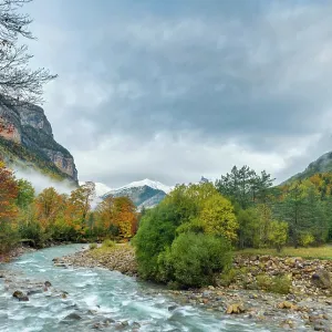 River Arazas from Hunter's Bridge, Valle De Ordesa, Ordesa National Park, Spain. October 2019 River Arazas from Hunter's Bridge, Valle De Ordesa, Ordesa National Park, Spain. October 2019