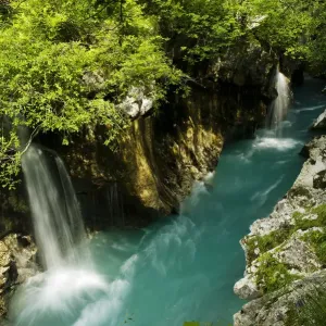 River Soca flowing through Velika korita, Triglav National Park, Slovenia, June 2009 River Soca flowing through Velika korita, Triglav National Park, Slovenia, June 2009