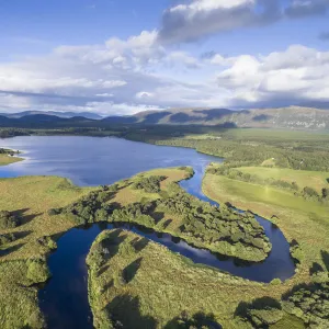 River Spey meandering through Insh Marshes into Loch Insh, Cairngorms National Park