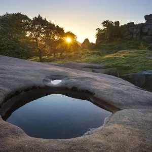 Robin Hoods Stride, an outcrop of gritstone, photographed at sunrise, Peak District