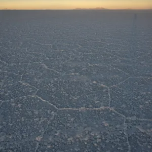 Salt pan, Salar de Uyuni at sunrise, Altiplano, Bolivia, April