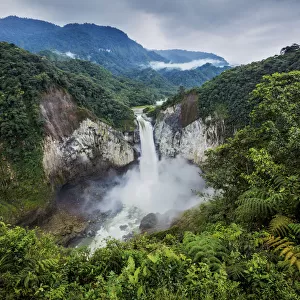 The San Rafael waterfall, the biggest falls in Ecuador, located on the boundary of
