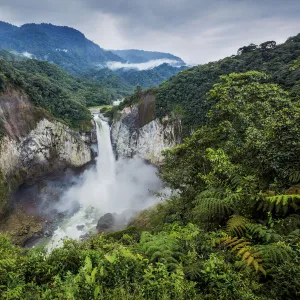 The San Rafael waterfall, the biggest falls in Ecuador, located on the boundary of