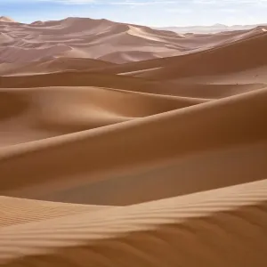 Dunes de sable dans le désert libyen à l'aube, Sahara, Libye, Afrique du Nord, novembre 2007. Dunes de sable dans le désert libyen à l'aube, Sahara, Libye, Afrique du Nord, novembre 2007.