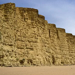Sandstone cliffs at West Bay, Jurassic coast, Bridport, Dorset, UK, May