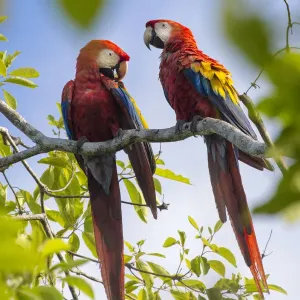 Scarlet macaw pair print, Osa Peninsula tree scene Scarlet macaw pair print, Osa Peninsula tree scene