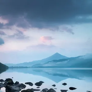 Schiehallion reflected in Loch Rannoch at dawn, Perthshire, Scotland, UK. May 2017